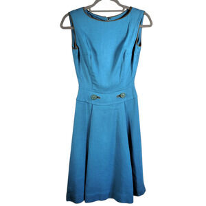 VTG 60s Sue Brett Dress XS Teal Fit & Flare A-Line Mod Union Made USA Retro